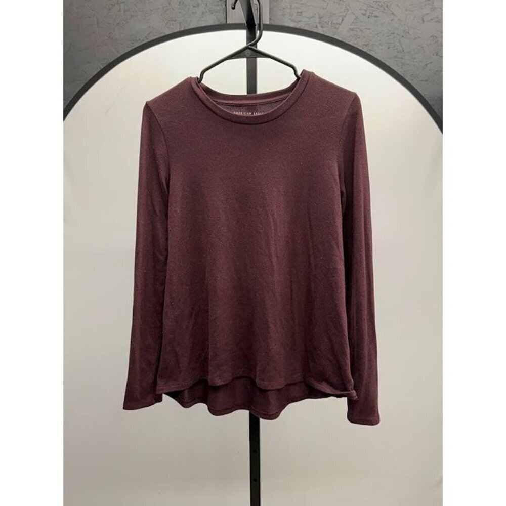 American Eagle Soft & Sexy Plush Maroon Long Sleeve Tee